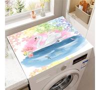 Hixingo Washer and Dryer Top Protector Mat, Non-Slip Quick Dry Diatomaceous Mat, 3D Swan Pattern Washing Machine Top Cover Protector for Home Kitchen Laundry Room (Style 12,50x50cm)