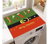Hixingo Washer and Dryer Top Protector Mat, Non-Slip Quick Dry Diatomaceous Mat, Christmas Style Washing Machine Top Cover Protector for Home Kitchen Laundry Room (Black belt,60x60cm)