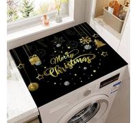 Hixingo Washer and Dryer Top Protector Mat, Non-Slip Quick Dry Diatomaceous Mat, Christmas Style Washing Machine Top Cover Protector for Home Kitchen Laundry Room (Black gold,40x50cm)