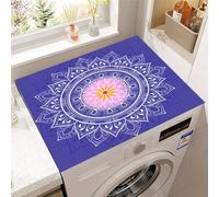 Hixingo Washer and Dryer Top Protector Mat, Non-Slip Quick Dry Diatomaceous Mat, Flower Totem Washing Machine Top Cover Protector for Home Kitchen Laundry Room (Pattern1,30x40cm)