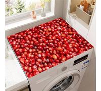 Hixingo Washer and Dryer Top Protector Mat, Non-Slip Quick Dry Diatomaceous Mat Washer and Dryer Covers Protector, Washing Machine Top Cover for Home Kitchen Laundry Room (Pomegranate seeds,60x60cm)