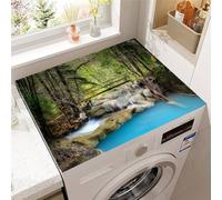 Hixingo Washer and Dryer Top Protector Mat, Non-Slip Quick Dry Diatomaceous Mat, Waterfall Pattern Washing Machine Top Cover Protector for Home Kitchen Laundry Room (Bridge,40x50cm)