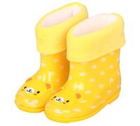 Hixingo Waterproof Lightweight Toddler Rain Boots, Removable Fleece for Winter Toddler Wellies Kids Boys Girls,Welly Boots for Little Kids Unisex Rubber Outdoors Rain Shoes (Yellow bear,7)