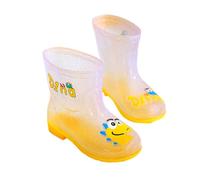 Hixingo Waterproof Transparent Toddler Rain Boots, Dinosaur Toddler Wellies Kids Boys Girls,Cartoon Welly Boots for Little Kids Four Seasons Anti-Slip Rain Shoes (Yellow,8)