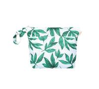 Hixingo Waterproof Wet Dry Bag, Green Leaf Pattern Reusable Nappy Wet Bag 20x28cm Cloth Diaper Wetbag with Zipper Nappy Wetbags Washable for Baby Items Wet Clothes (Leaf,4 Pieces)