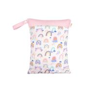 Hixingo Waterproof Wet Dry Bag, Rainbow Pattern Reusable Nappy Wet Bag 1/2/4 Pack Cloth Diaper Wetbag with Zipper Nappy Wetbags Washable for Baby Items Wet Clothes (Clouds,4 Pieces)