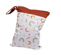 Hixingo Waterproof Wet Dry Bag, Reusable Nappy Wet Bag 1/2/4 Pack Cloth Diaper Wetbag with Zipper Nappy Wetbags Washable for Baby Items Wet Clothes Swimming Gym Yoga (Crescent Moon B,1 Piece)