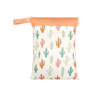 Hixingo Waterproof Wet Dry Bag, Reusable Nappy Wet Bag 1/2/4 Pack Cloth Diaper Wetbag with Zipper Nappy Wetbags Washable for Baby Items Wet Clothes Swimming Gym Yoga (Green Cactus A,4 Pieces)