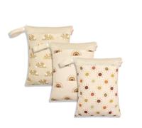 Hixingo Waterproof Wet Dry Bag, Reusable Nappy Wet Bag 3 Pack Cloth Diaper Wetbag with Zipper Nappy Wetbags Washable for Baby Items Wet Clothes Swimming Gym Yoga Pool (Khaki Color,30x40cm)