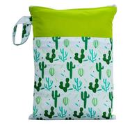 Hixingo Waterproof Wet Dry Bag, Reusable Nappy Wet Bag Cloth Diaper Wetbag with Zipper 25x35cm Nappy Wetbags Washable for Baby Items Wet Clothes Swimming Gym Yoga Pool (Cactus,2 Pieces)