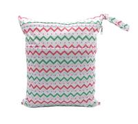 Hixingo Waterproof Wet Dry Bag, Reusable Nappy Wet Bag Cloth Diaper Wetbag with Zipper 30x36cm Herringbone Style Nappy Wetbags Washable for Baby Items Wet Clothes (Red + Green,1 Piece)