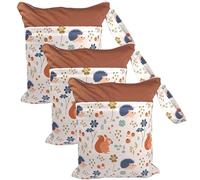 Hixingo Wet Bag 30x36cm Reusable Washable Nappy Stuff Sack, Portable Waterproof Wet Dry Organizer Bag Sack with Zipper Pockets, for Clothes, Swimming, Travel, Beach (Brown Style 12,3 Packs)