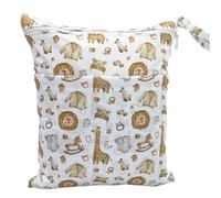 Hixingo Wet Bag 30x36cm Reusable Washable Nappy Stuff Sack, Portable Waterproof Wet Dry Organizer Bag Sack with Zipper Pockets, for Clothes, Swimming, Travel, Beach (Brown Giraffe,1 Pack)