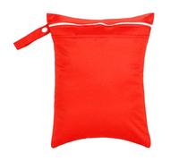 Hixingo Wet Bag 30x40cm Reusable Washable Nappy Stuff Sack, Portable Waterproof Wet Dry Organizer Bag Sack with Zipper Pockets, for Clothes, Swimming, Travel, Beach (Red,2 Packs)