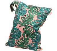 Hixingo Wet Bag 30x40cm Reusable Washable Nappy Stuff Sack, Portable Waterproof Wet Dry Organizer Bag Sack with Zipper Pockets, for Clothes, Swimming, Travel, Beach (Green Leaf 010,2 Packs)