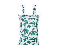 Hixingo Wet Bag Double Handle, Large Waterproof Wet Dry Bag, Plant Print Nappy Stuff Sack with Zipper,Portable Children's Items Dry Sack, for Clothes,Swimming,Travel,Beach (Green Leaves,2-Pieces)