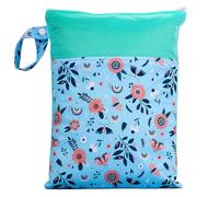 Hixingo Wet Bag, Large Waterproof Wet Dry Bag, Reusable Nappy Stuff Sack with Double Zipper and Pockets,Portable Children's Items Dry Sack, for Clothes,Swimming,Travel,Beach (Plants,1-Piece)