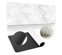 Hixingo White Line Pattern Large Mouse Mat, Gaming Mouse Pad, XXL/XL/L Mouse Pad, Mousepad with Stitched Edges, Non-Slip Rubber Base Mouse Pads for Office Home (White 1,700x300x3mm)
