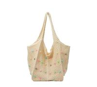 Hixingo Women Straw Bag, Large Capacity Summer Beach Hand-Woven Shoulder Bag Lightweight Bohemian Purse Tote Handbag for Lady Gift Holiday Travel Shopping (White,40x34x3cm)