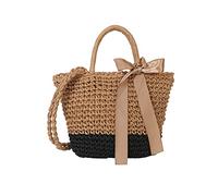 Hixingo Women Straw Bag, Summer Beach Large Hand-Woven Shoulder Bag Bohemian Straw Bag Purse Crossbody Bag Tote Bag Handbag for Gift Holiday Travel Shopping (One Size,black)