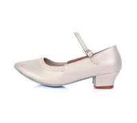 Hixingo Women's Ballroom Shoes, Latin Tango Dance Shoes Ladies Party Prom Sandals for Indoor Ballroom Practice Performence Dancing (Cream 3.5cm,7)