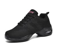 Hixingo Women's Jazz Dance Trainers - Split Sole, Shock Absorption, Wear-Resistant for Street Jazz, Line Dancing, Training - Black