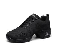 Hixingo Womens Jazz Shoes Dance for Women 3.5-6 UK, Split Sole Dance Trainers Line Dancing Shoes Shock Absorption Wear-Resistant for Street Jazz (Black,4)