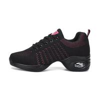 Hixingo Womens Jazz Shoes Dance for Women, Split Sole Dance Trainers Line Dancing Shoes Shock Absorption Wear-Resistant for Street Jazz 3.5-6.5 UK (Black Rose Red,6.5)