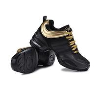 Hixingo Womens Jazz Shoes Dance Trainers Shoes for Women, Split Sole Dance Trainers Line Dancing Shoes Shock Absorption Wear-Resistant for Jazz,Street Jazz,Dance Training Black Gold
