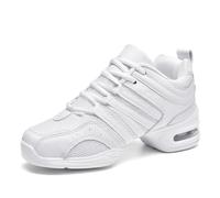 Hixingo Womens Jazz Shoes Dance Trainers Shoes for Women, Split Sole Dance Trainers Line Dancing Shoes Shock Absorption Wear-Resistant for Women Hip-Hop Jazz, Dance Training White