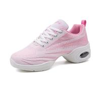 Hixingo Womens Jazz Shoes Mesh Dance Trainers Shoes for Women, Dance Trainers Line Dancing Shoes Shock Absorption Wear-Resistant for Jazz, Street Jazz, Dance Training White Pink