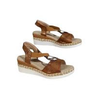 Hixingo Women's Sandals Summer Casual Womens Wide Fit Open Toe Wedge Sandals Ladies Platform Slingback With Arch Support Comfortable Shoes Heel Height 5.5cm (A02 brown,6.5)