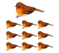 HIXNUG 10pcs Feather Robin Bird on Clip Decorative Mini Bird Models Robin Christmas Tree Decoration for Yard Patio Wreath Designs Garden Decoration