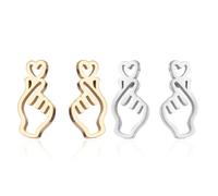 HIXNUG 2 Pairs Heart Earrings Studs Golden Drop Earrings Silver Make A Finger Heart Ear Pendants Mother's Day Gift Earrings for Women Girls
