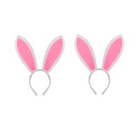 HIXNUG 2 Pieces Rabbit Ears Hair Bands Easter Two Tone Bunny Ears Headband Cute Rabbit Head Wear Cosplay Party Fancy Dress Costume for Easter Halloween Christmas Party Decorations(White pink)
