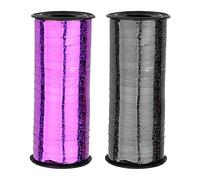 HIXNUG 2 Rolls Shiny Metallic Balloon Ribbon 100 Yards Halloween Black and Purple Curling Ribbons Iridescent Crimped Ribbon Balloon String