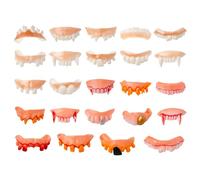 HIXNUG 24 Pieces Halloween Fake Teeth Demon Teeth Gnarly Vampire Bob Denture Teeth for Halloween Masquerade Costume Favors