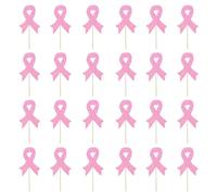 HIXNUG 24Pcs Breast Cancer Awareness Cupcake Toppers Glitter Believe Hope Cupcake Picks Decorations for Party Cake Decorations