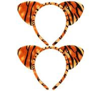 HIXNUG 2Pcs Tiger Ears Headbands Orange and Black Striped Hairbands Jungle Safari Headpiece for Animal Theme Party Fancy Dress Halloween Cosplay