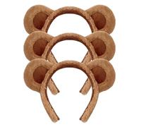 HIXNUG 3Pcs Bear Ears Headband Brown Plush Animal Hair Hoops Cute Alice Headband Animal Party Costume Accessories for Adult Kids