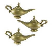 HIXNUG 3pcs Gold Genie Magic Lamp Aladdin Genie Lamp Arabian Theme Fancy Dress Classic Arabian Costume Props Lamp Pot