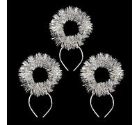 HIXNUG 3pcs Silver Tinsel Halo Headband Angel Headbands Halo Halloween Angel Costume for Christmas, Carnival, Halloween, Fancy Dress, Theme Party, Costume, Theatre, Accessory