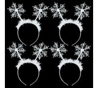 HIXNUG 4 Pieces Snowflake Headbands Christmas Headbands Girls Hair Bands White Headdress for Party Banquet