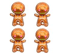 HIXNUG 4Pcs Christmas Gingerbread Man Foil Balloons - Xmas Decoration New Year Party Decor