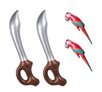 HIXNUG 4pcs Pirate Costume Accessories Inflatable Swords Toy Inflatable Parrot Kids for Halloween Caribbean Pirate Fancy Dress Up