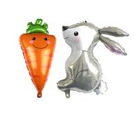 HIXNUG Happy Easter Balloons 32IN Bunny Balloon Carrot Shaped Balloon Easter Adorable Rabbit Carrot Foil Balloons for Easter Party Decorations Baby Shower Animal Farm Themed Party