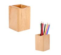 HIXNUG Wood Pen Pencil Holder Make Up Brush Stand Multi Purpose Natural Beech Pencil Cup Pot Pen Storage Stand Desk Organizer for School Home Office Stationery
