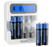 Hixon AA Rechargeable 1.5V Lithium Battery, 4 Pack Li-ion AA Batteries with LCD Charger, 3A High Current Output,3500mWh High Capacity, 1.5V Constant Output,1500 Cycles,Long Lasting