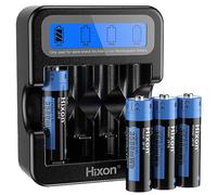 Hixon AA Rechargeable 1.5V Lithium Battery 4 Pack with LCD Charger, 3A High Current Output,3500mWh High Capacity, Constant Output,1600 Cycles,Long Lasting