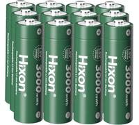Hixon AA Rechargeable Lithium Batteries 1.5V,12 Pack 3000mWh High Capacity Double AA Battery,Constant Output for Household Device,1600Cycle,Max 3.8A Discharge-Charger Not Included